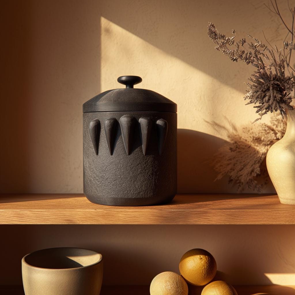 3D Printed Dark Fantasy Pet Urn | Horror-Inspired Cremation Urn with Fang Details | Gothic Memorial Decor for Pet Remembrance