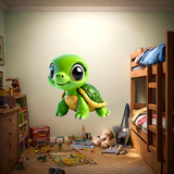 Cute 3D Sea Turtle Wall Decal | Nursery Ocean Decor | Kids Room Animal Sticker | Playroom Sea Life Art | Green Turtle Graphic