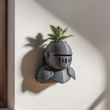 Wall Mounted Knight Planter Shelf | 3D Printed Medieval Armor Wall Decor with Pot | Sculptural Fantasy Shelf for Plants Modern Interiors