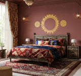 Golden Sun Wall Decal | Boho Mandala Wall Art | Celestial Home Decor | Yoga Studio Mural | Sunburst Wall Sticker | Radiant Sun Gift