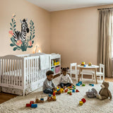 Boho Zebra Wall Decal | Floral Safari Nursery Decor | Zebra Art Print | Tropical Jungle Wall Sticker | Botanical Animal Art