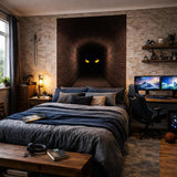 3D Mystery Tunnel Wall Decal | Dark Brick Hallway Mural | Spooky Eyes Door Wrap | Halloween Decor | Scary Monster Wall Art