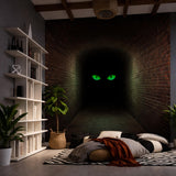 3D Mystery Tunnel Wall Decal | Dark Brick Hallway Mural | Spooky Green Eyes Sticker | Halloween Decor | Scary Monster Wall Art