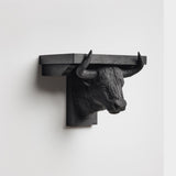 3D Printed Bull Head Wall Shelf | Zodiac Taurus Floating Ledge | Dark Animal Decor for Gothic Interiors, Astrology Lovers and Statement Wall