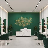 Golden Floral Wall Decal | Minimalist Flower Line Art