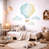 Blue Air Balloon Wall Decal | Watercolor Nursery Decor | Adventure Awaits Wall Art | Gender Neutral Baby Gift | Whimsical Cloud Sticker