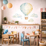 Blue Air Balloon Wall Decal | Watercolor Nursery Decor | Adventure Awaits Wall Art | Gender Neutral Baby Gift | Whimsical Cloud Sticker