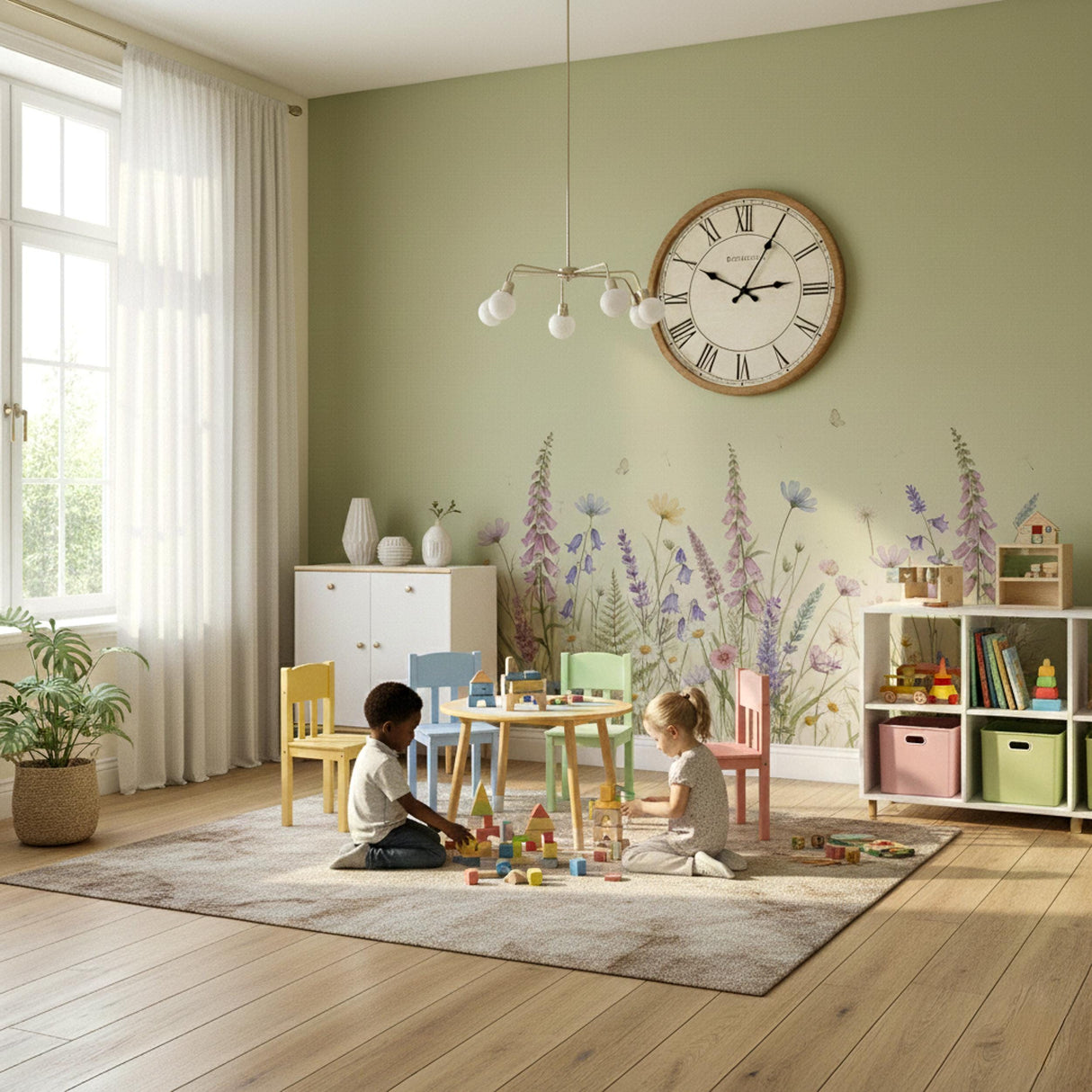 Wildflower Wall Decal | Watercolor Meadow Mural