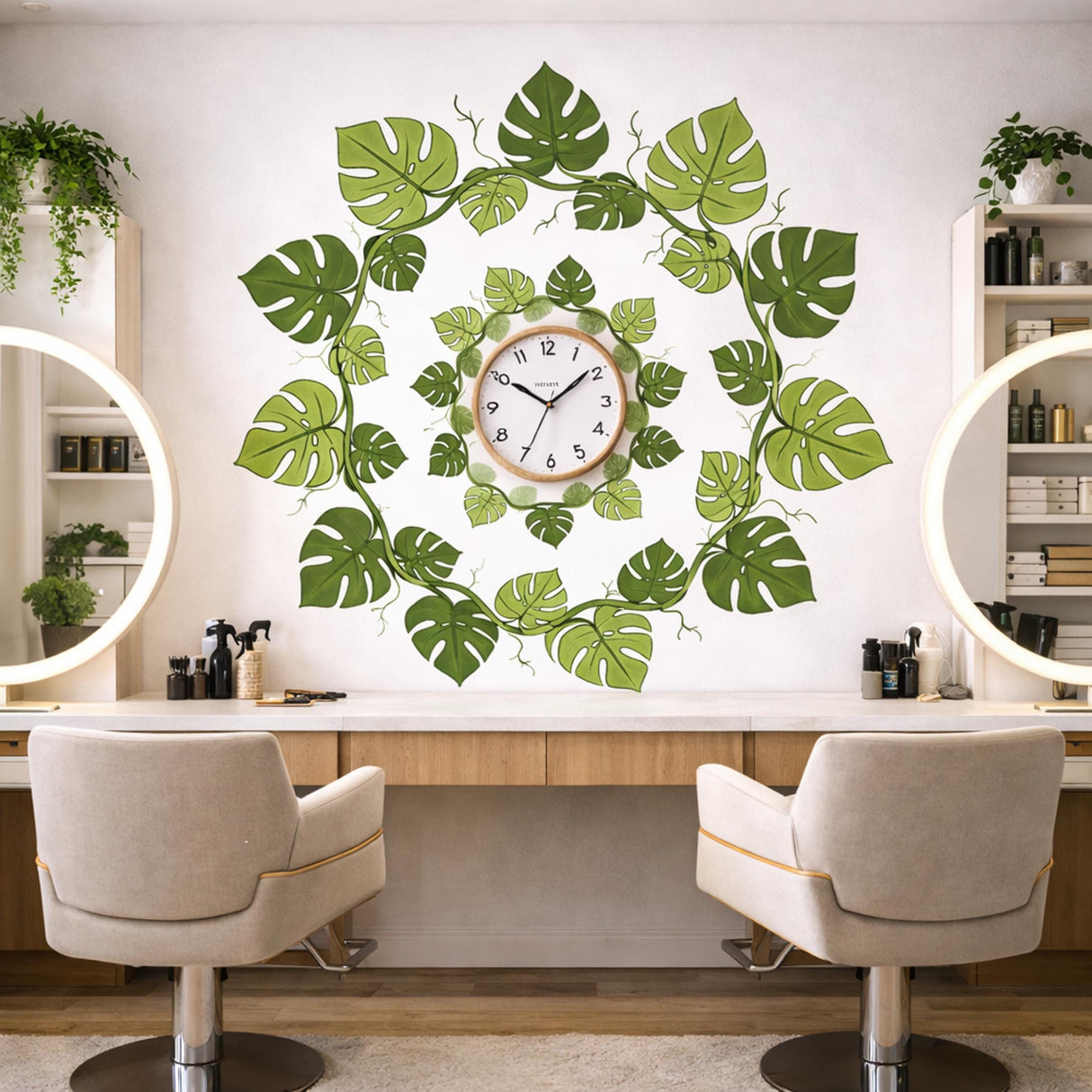 Monstera Leaf Wall Decal | Tropical Mandala Mural | Botanical Home Decor | Urban Jungle Wall Art | Swiss Cheese Plant Sticker | Green Leaf