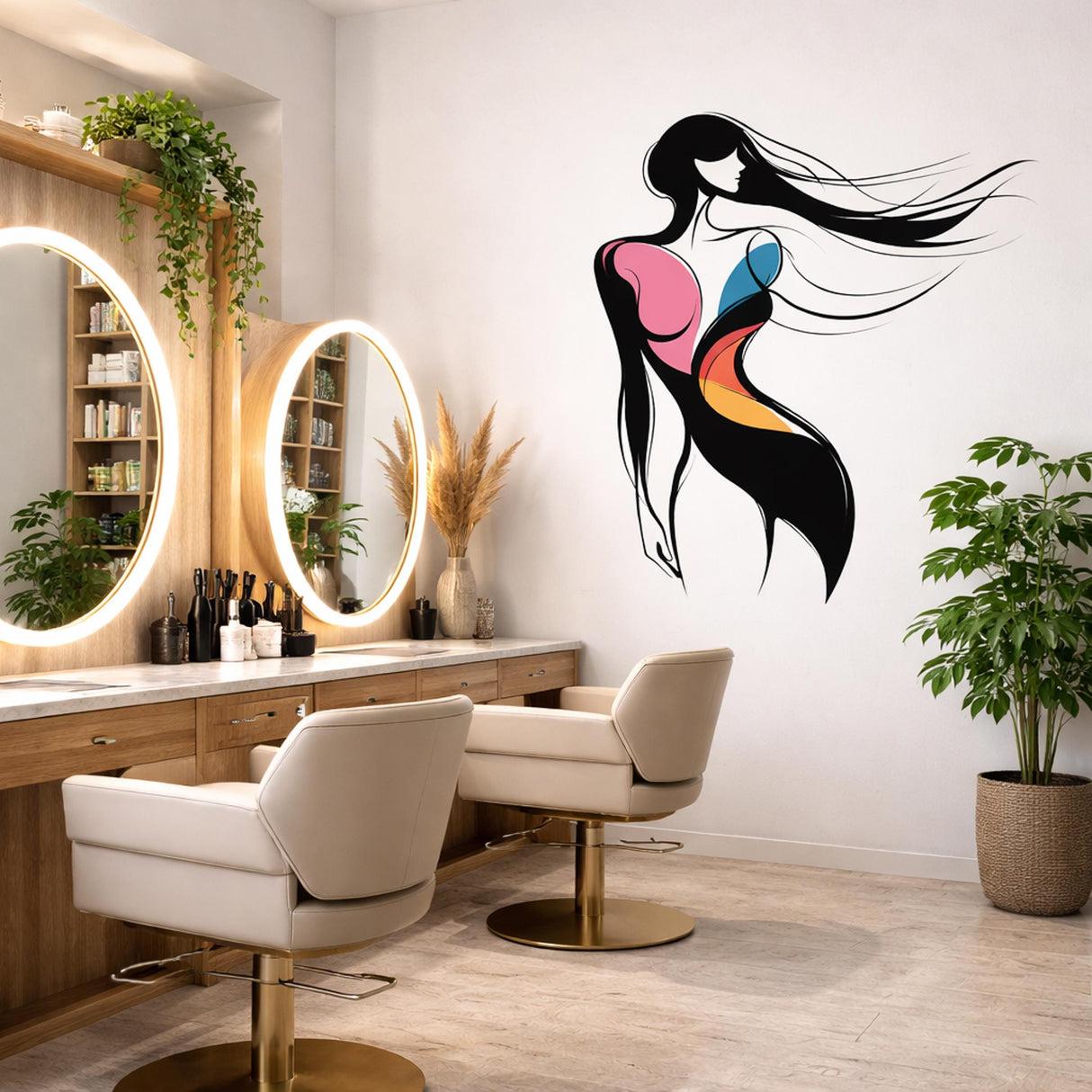 Abstract Woman Wall Art | Fashion Illustration Decal | Minimalist Female Line Art | Modern Home Decor | Salon Wall Sticker | Stylish Lady
