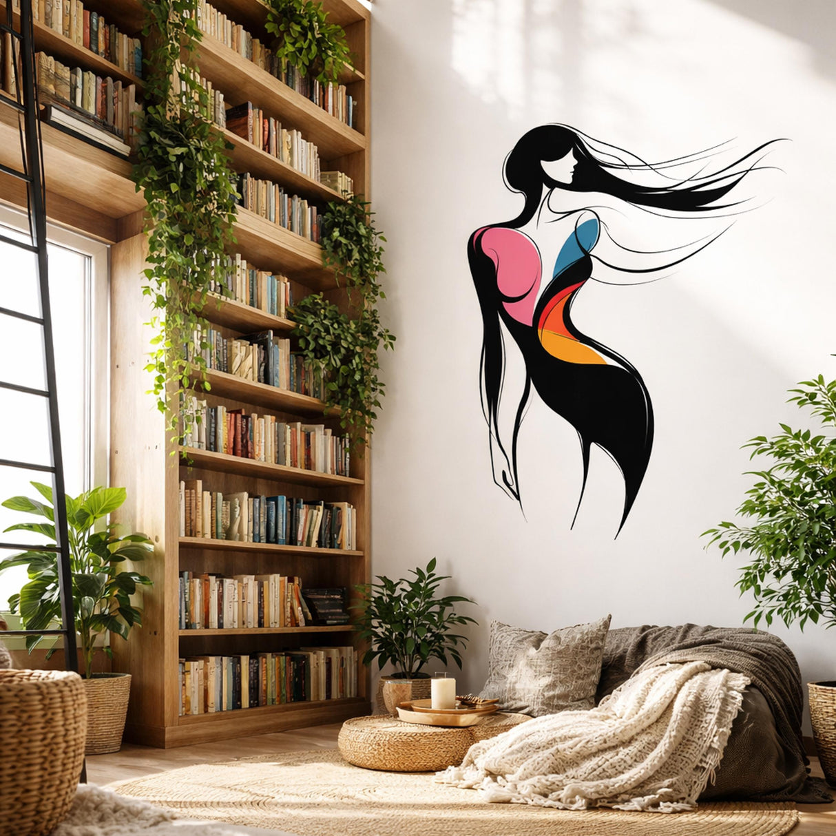 Abstract Woman Wall Art | Fashion Illustration Decal | Minimalist Female Line Art | Modern Home Decor | Salon Wall Sticker | Stylish Lady