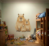 Capybara Family Wall Decal | Watercolor Nursery Decor | Cute Animal Art Print | Baby Shower Gift | Whimsical Capybara Mural | KidsRoom Decor