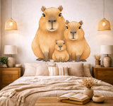 Capybara Family Wall Decal | Watercolor Nursery Decor | Cute Animal Art Print | Baby Shower Gift | Whimsical Capybara Mural | KidsRoom Decor