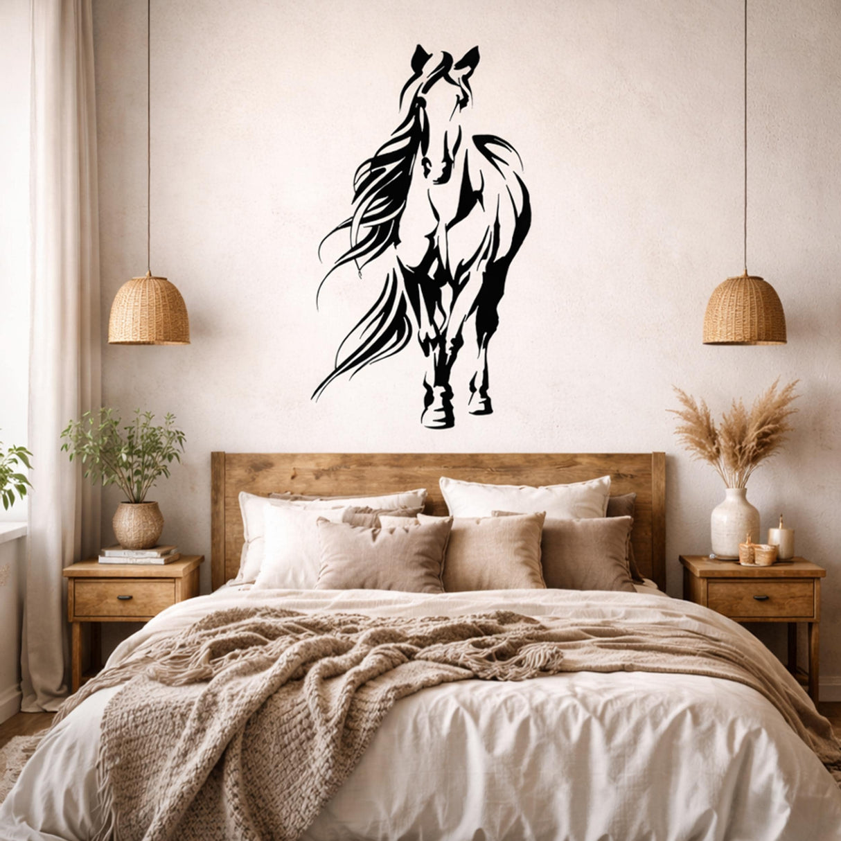 Minimalist Horse Decal | Full Body Line Art | Modern Equestrian Decor | Horse Silhouette Mural | Minimalist Animal Sticker | Horse Wall Art