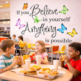 Butterfly Wall Decal | Inspirational Quote Sticker | Believe In Yourself Art | Nursery Quote Mural | Motivational Decor | Colorful Butterfly