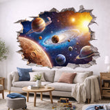 3D Galaxy Wall Decal | Space Breakthrough Mural | Planet & Stars Sticker | Cosmic Hole in Wall Art | Sci-Fi Room Decor | Kids Astronaut Gift