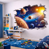3D Galaxy Wall Decal | Space Breakthrough Mural | Planet & Stars Sticker | Cosmic Hole in Wall Art | Sci-Fi Room Decor | Kids Astronaut Gift
