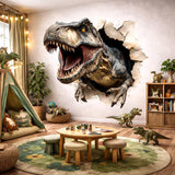 3D T-Rex Wall Decal | Dinosaur Breakthrough Mural | T-Rex Wall Smash Sticker | Jurassic Bedroom Decor | Realistic Dinosaur Art