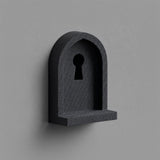 Wall Mounted Keyhole Shelf | 3D Printed Sculptural Wall Decor Shelf | Minimalist Dark Fantasy Niche Shelf for Modern Gothic Interiors