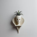Wall Mounted Face Planter Shelf | 3D Printed Sculptural Wall Decor with Integrated Pot | Minimalist Artistic Wall Shelf for Modern Interiors
