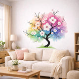Watercolor Rainbow Tree Decal | Colorful Blossom Wall Art | Rainbow Cherry Tree Mural | Artistic Nature Decor | Zen Living Room Sticker