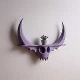 Dark Fantasy Skull Wall Shelf Decor | 3D Printed Horned Gothic Shelf | Sculptural Demon Wall Art Accent for Modern Alternative Interiors