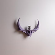 3D printed horned fantasy figure wall shelf with integrated gothic ledge