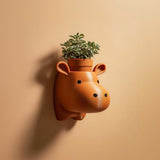Cute Hippo Wall Planter Shelf Decor | 3D Printed Animal Head Plant Holder | Playful Modern Accent for Kids Room and Cozy Interiors