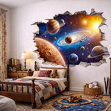 3D Galaxy Wall Decal | Space Breakthrough Mural | Planet & Stars Sticker | Cosmic Hole in Wall Art | Sci-Fi Room Decor | Kids Astronaut Gift