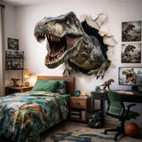 3D T-Rex Wall Decal | Dinosaur Breakthrough Mural | T-Rex Wall Smash Sticker | Jurassic Bedroom Decor | Realistic Dinosaur Art