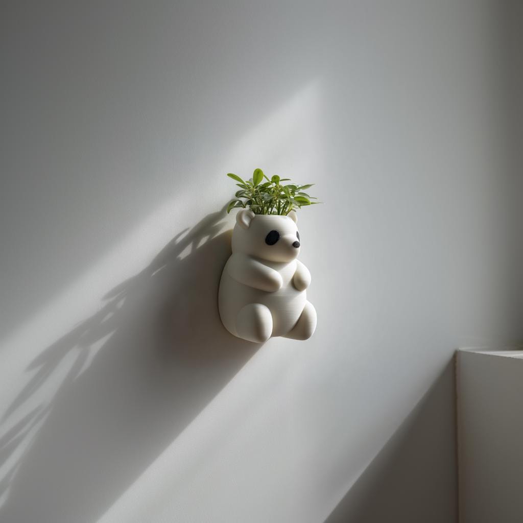Cute Panda Wall Planter Pot | 3D Printed Animal Hanging Planter | Kawaii Wall Shelf Decor for Nursery, Kids Room and Modern Interiors
