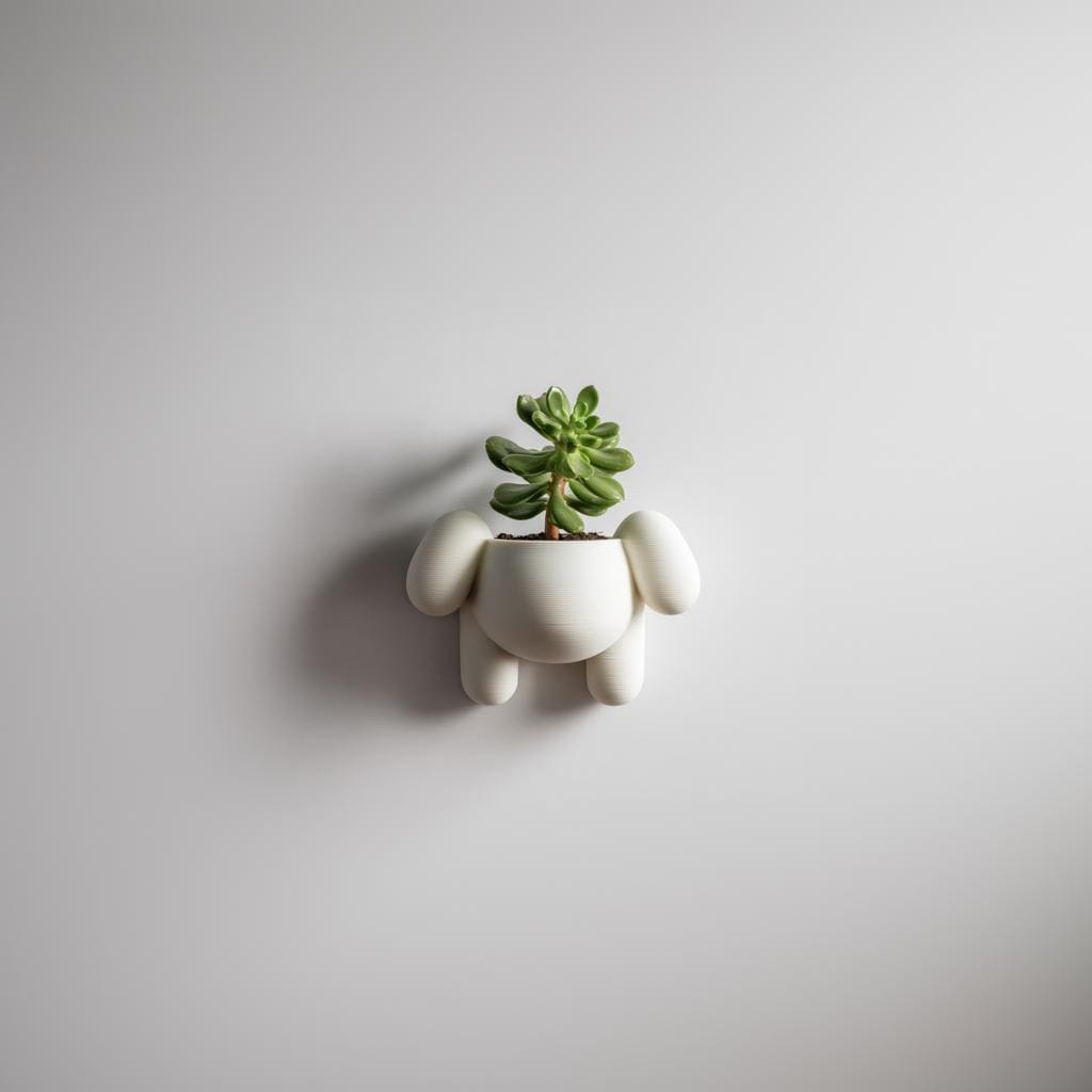 Cute Puppy Wall Planter Pot | 3D Printed Kawaii Animal Hanging Planter | Modern Minimal Wall Decor for Nursery, Kids Room and Cozy Interiors