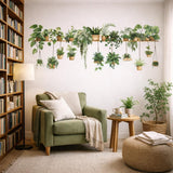 Indoor Plant Shelf Wall Decal | Potted Greenery Mural | Hanging Plant Sticker | Urban Jungle Wall Art | Biophilic Home Decor