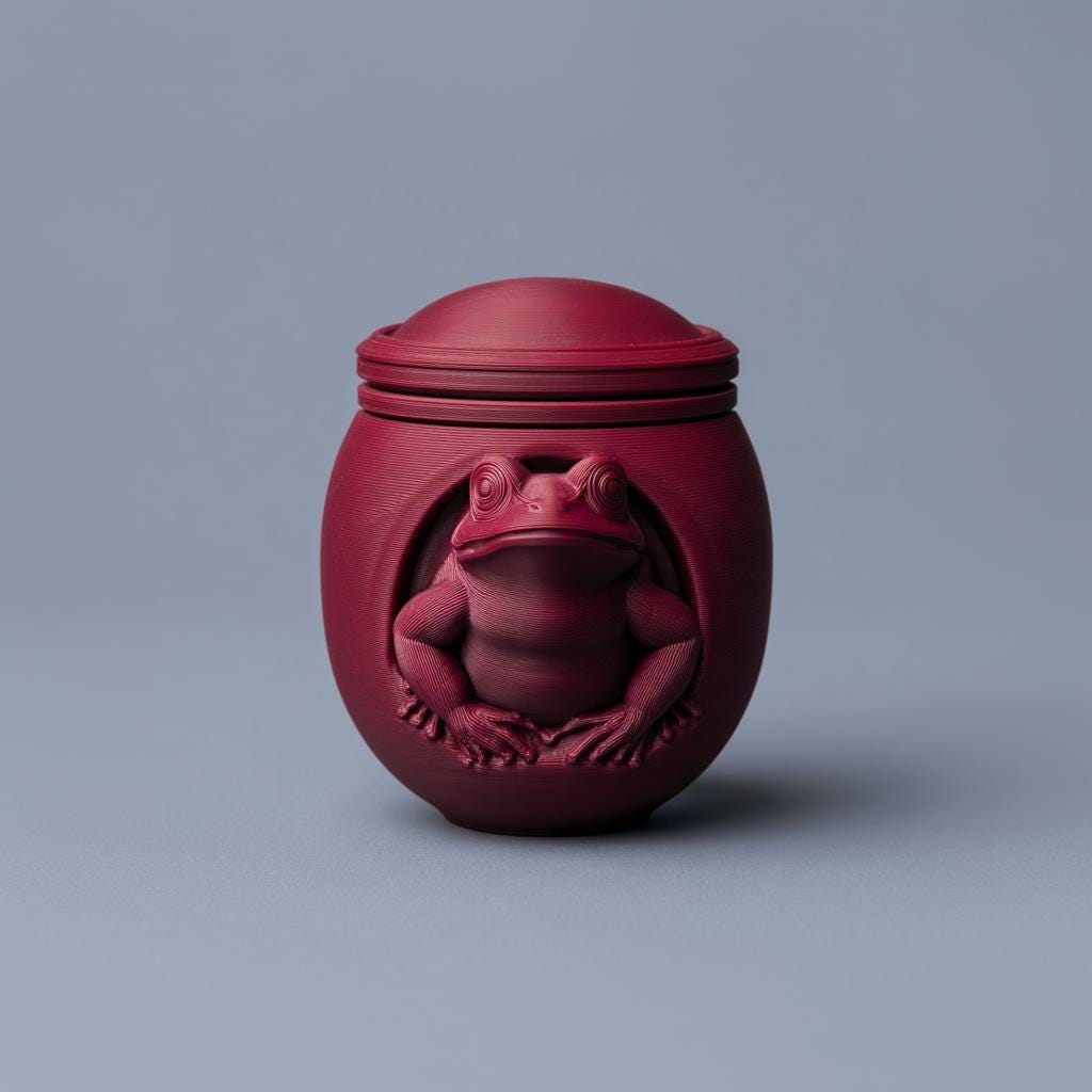 Frog Pet Ashes Urn | 3D Printed Memorial Keepsake for Any Pet | Modern Sculptural Cremation Urn Decor, Pet Loss Sympathy Gift Memorial Shelf