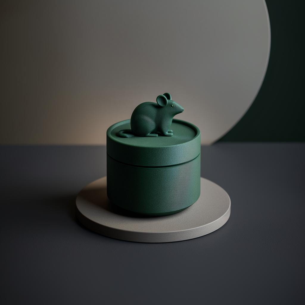 Mouse Pet Ashes Urn | 3D Printed Memorial Keepsake with Mouse Topper for Any Pet | Modern Minimal Cremation Urn Decor, Sympathy Gift Home