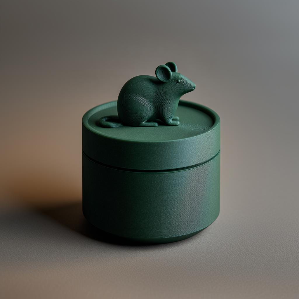 Mouse Pet Ashes Urn | 3D Printed Memorial Keepsake with Mouse Topper for Any Pet | Modern Minimal Cremation Urn Decor, Sympathy Gift Home