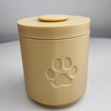 3D Printed Pet Memorial Urn | Minimalist Cylindrical Cremation Urn with Paw Print | Modern Remembrance Decor for Dogs or Cats