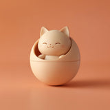 Kawaii Cat Pet Ashes Urn | 3D Printed Cute Memorial Keepsake with Smiling Cat Sculpture | Modern Minimal Pet Remembrance Decor Sympathy Gift