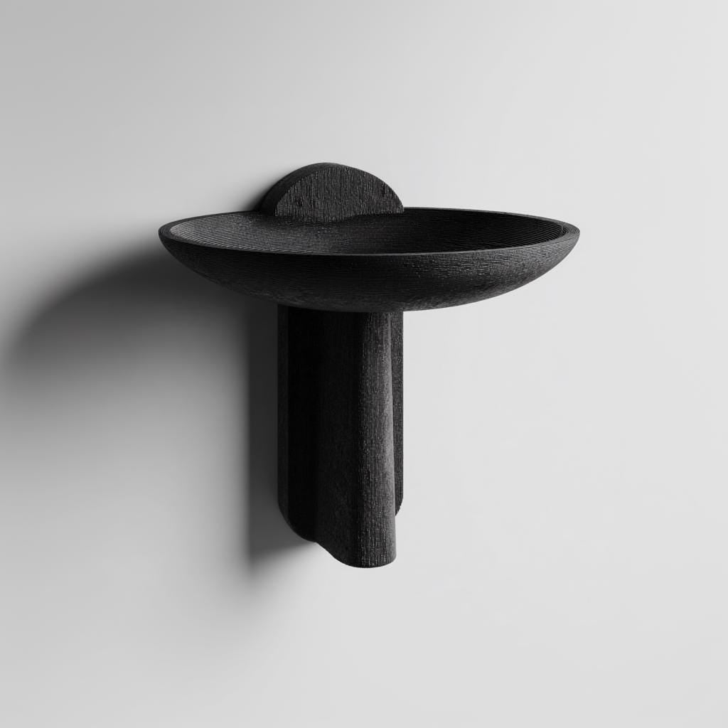 Modern Bowl Wall Shelf | 3D Printed Minimal Floating Catchall Tray | Sculptural Wall Decor for Entryway Keys, Jewelry, Crystals, Plants, Art