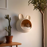 Kawaii Bunny Wall Mounted Cat Bed | 3D Printed Floating Cat Cave Shelf | Minimalist Modern Cat Furniture for Cozy Stylish Interiors