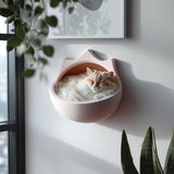 Crown Shaped Wall Mounted Cat Bed | 3D Printed Floating Cat Cave Shelf | Modern Minimalist Cat Furniture for Stylish Cozy Interiors