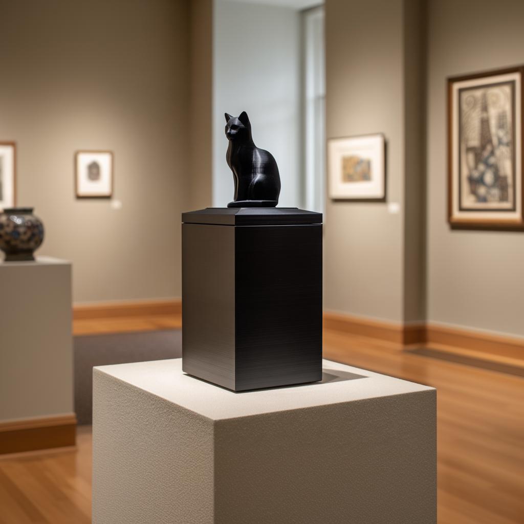 Cat Figurine Pet Ashes Urn | 3D Printed Modern Memorial Keepsake Box for Cat or Any Pet | Minimal Cremation Decor, Sympathy Gift Remembrance