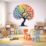 Rainbow Tree of Life Wall Vinyl Decal | Colorful Flower Tree Sticker | Boho Nursery Bedroom Living Room Wall Art Decor