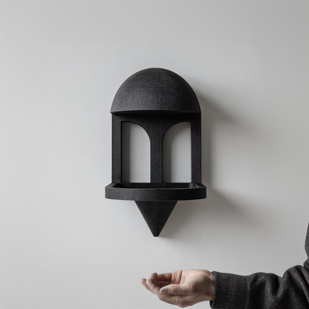 Mushroom Wall Shelf | 3D Printed Minimal Floating Display Ledge with Dome Canopy and Arched Frame | Sculptural Wall Decor for Keys, Plants