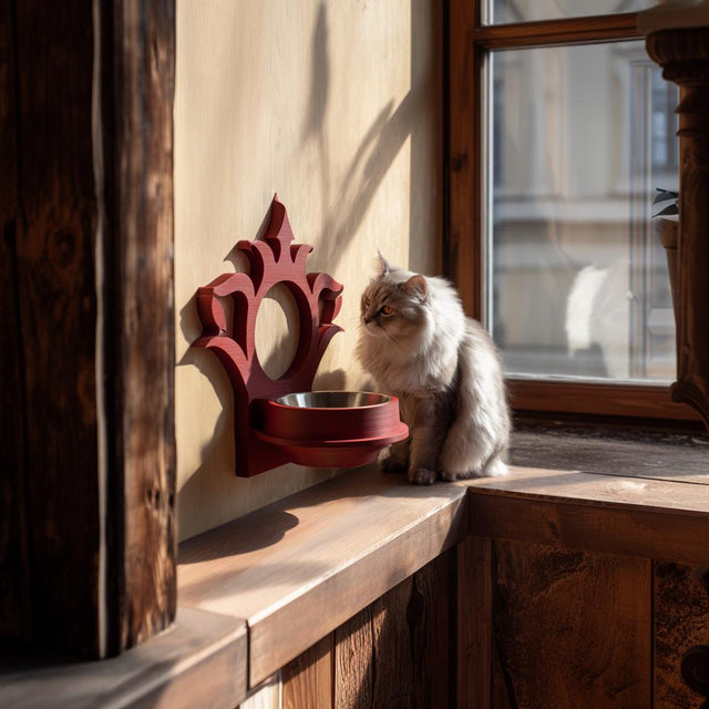 Alternate product view of Gothic Wall Pet Bowl Holder.