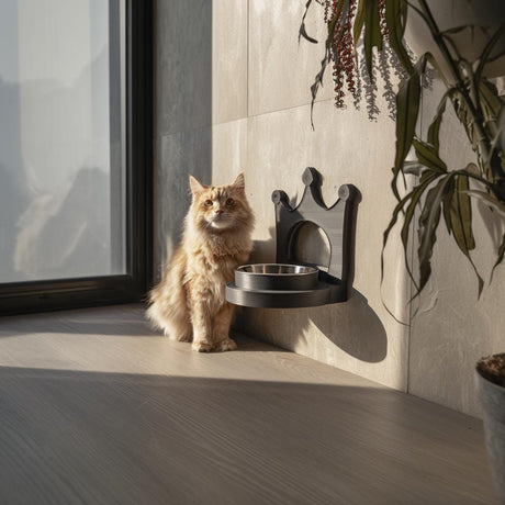 Alternate product view of 3D Printed Crown Wall-Mounted Pet Bowl Holder.