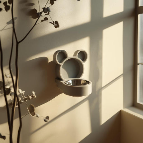 Alternate product view of 3D Printed Bear Wall-Mounted Pet Bowl Holder.