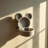 Bear Wall Mounted Pet Bowl Holder | 3D Printed Cute Raised Feeder Frame for Cat or Small Dog | Kawaii Feeding Station Home Decor Gift