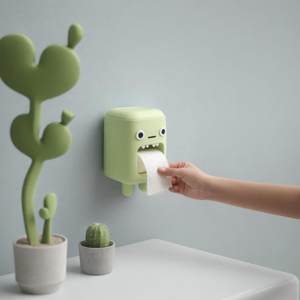 Kawaii Monster Toilet Paper Holder | 3D Printed Wall Mounted Dispenser Box | Cute Bathroom Decor, Kids Restroom Organizer Gift for Guests