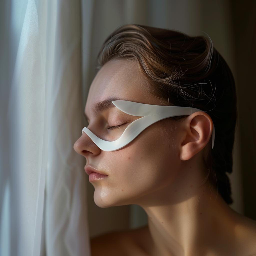 3D Printed Minimal Visor Mask Glasses | Modern Sculptural Cosplay Facepiece | Futuristic Costume Accessory for Parties, Festivals and Events